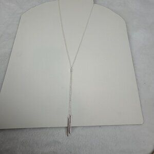 Gorjana Silver Plated Lariat Y-Necklace | Long Dainty Bar Drop | 26